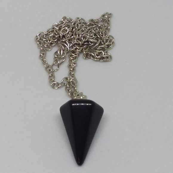 Luny's Emporium Jewelry - Black Agate Pendulum Divination Healing Pendant